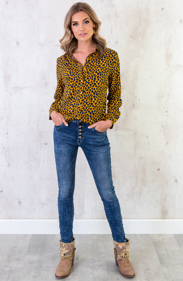 Panterprint Blouse Okergeel – shoparchief, foto 6