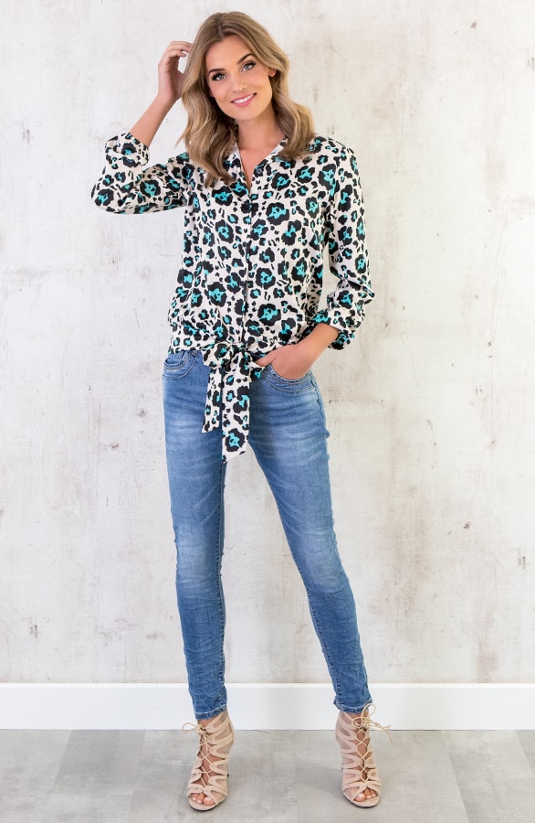 Panter Strik Blouse Beige – shoparchief, foto 7
