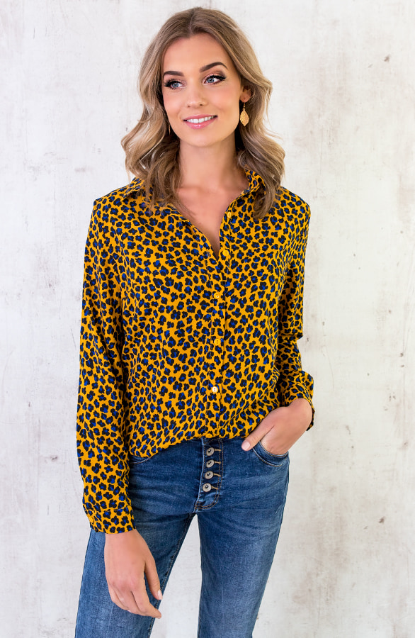 Panterprint Blouse Okergeel – shoparchief, foto 2