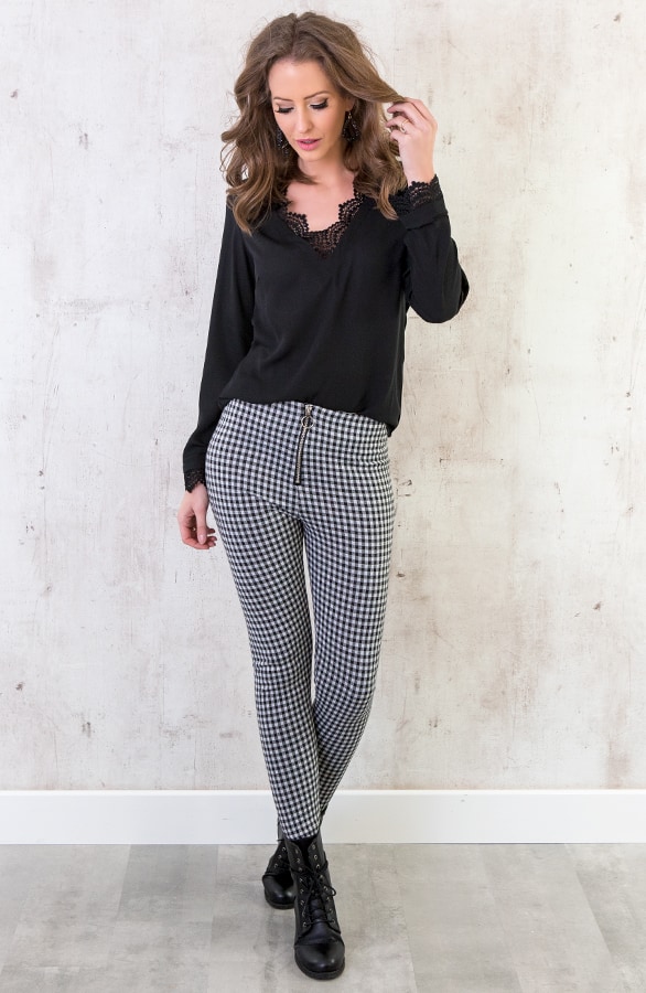 Kanten V Blouse Zwart – shoparchief, foto 7