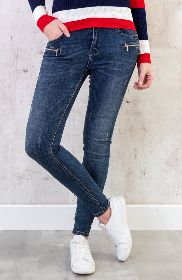 Skinny Jeans Zip Blauw – shoparchief, foto 2
