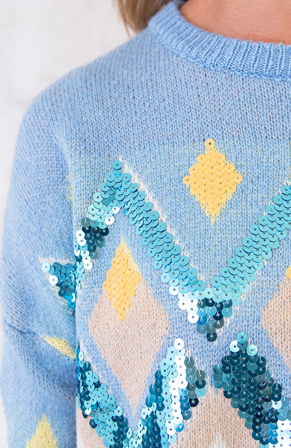 Pailletten Zigzag Trui Babyblauw – shoparchief, foto 4