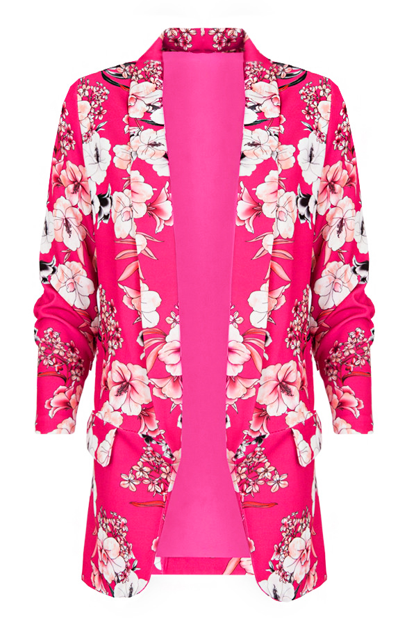 Bloemen Blazer Boyfriend Fuchsia – shoparchief