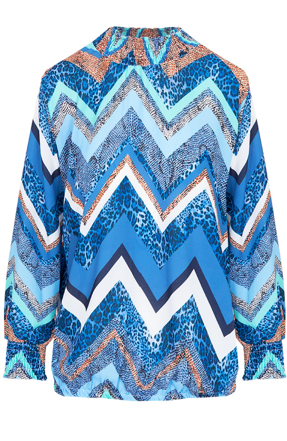 Col Zigzag Blouse Blauw – shoparchief