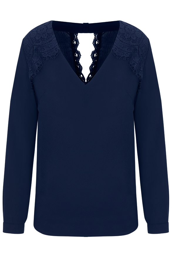 Kanten Blouse Marineblauw – shoparchief