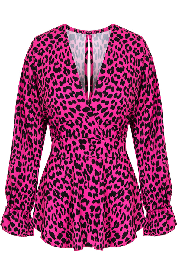 Leopard V Blouse Fuchsia – shoparchief