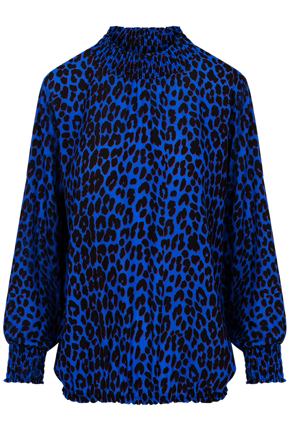 Panter Col Blouse Kobalt Zwart – shoparchief
