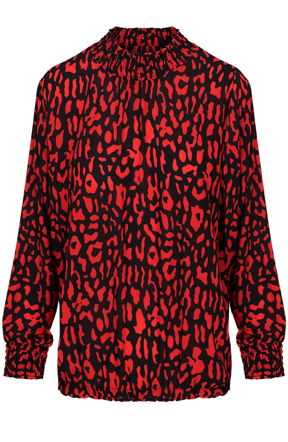 Panter Col Blouse Zwart Rood – shoparchief