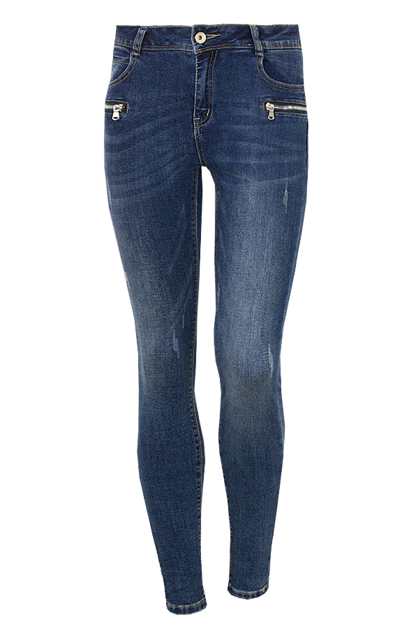 Skinny Jeans Zip Blauw – shoparchief