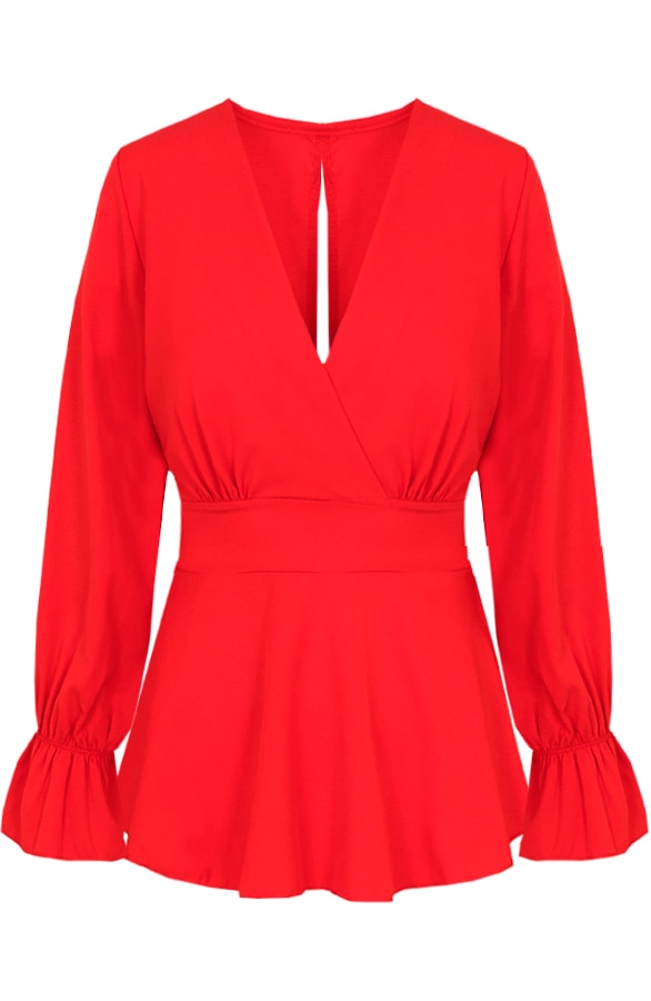 Strik V Blouse Rood – shoparchief