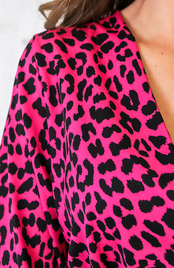 Leopard V Blouse Fuchsia – shoparchief, foto 5