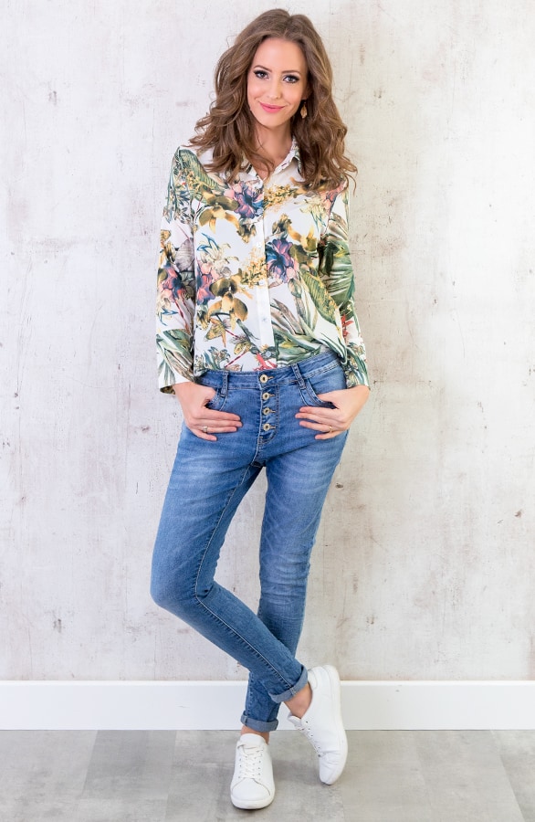 Blouse Met Bloemen Creme – shoparchief, foto 4
