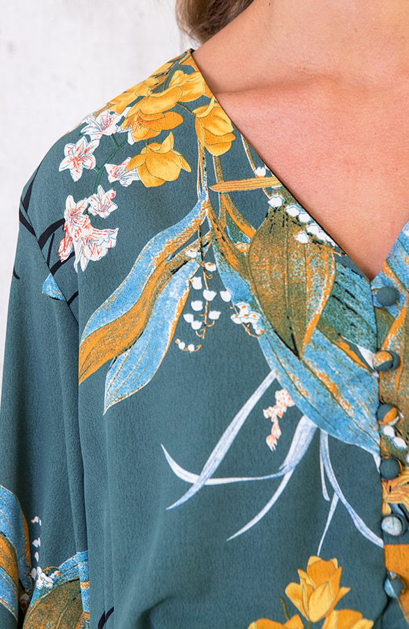 Lange Bloemen Jurk Turquoise – shoparchief, foto 5