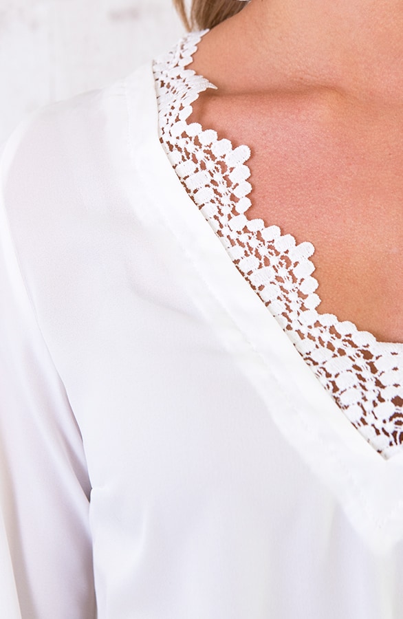 Kanten V Blouse Wit – shoparchief, foto 5