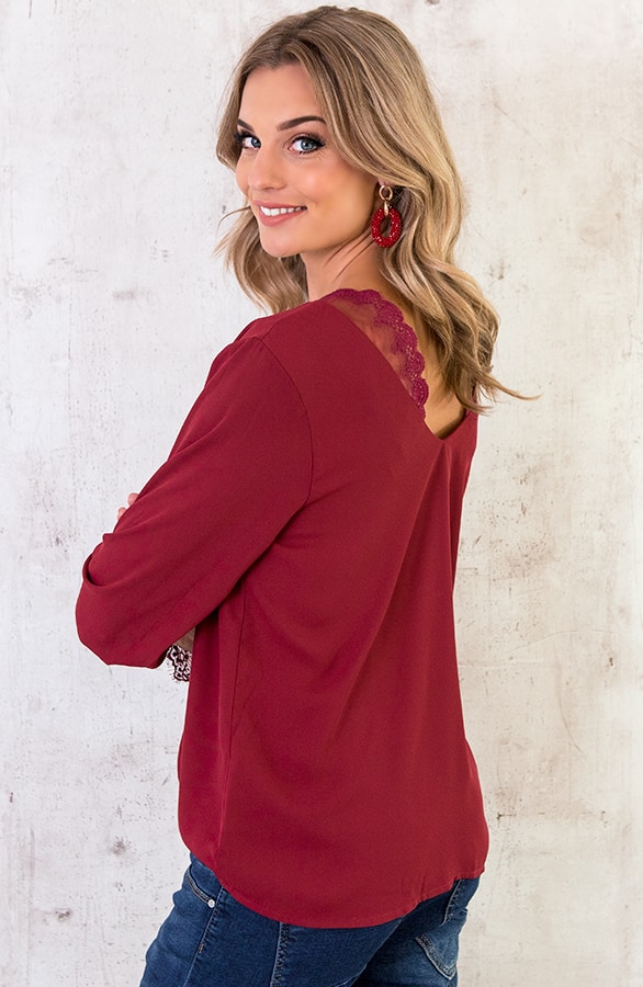 Romance Lace Blouse Bordeaux – shoparchief, foto 3
