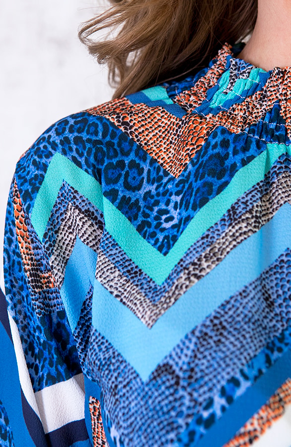 Col Zigzag Blouse Blauw – shoparchief, foto 6