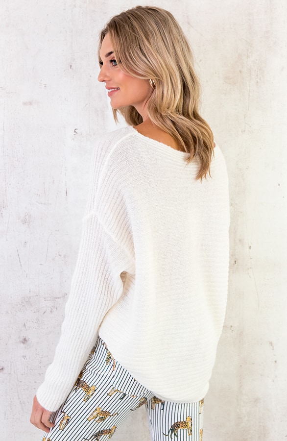 Gebreide Rib Trui Creme – shoparchief, foto 5