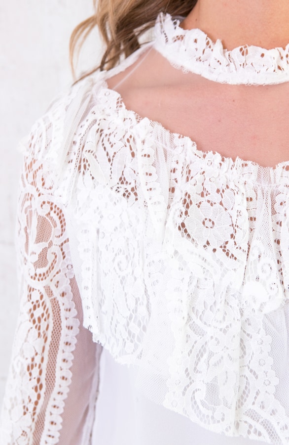 Kanten Ruches Blouse Wit – shoparchief, foto 5