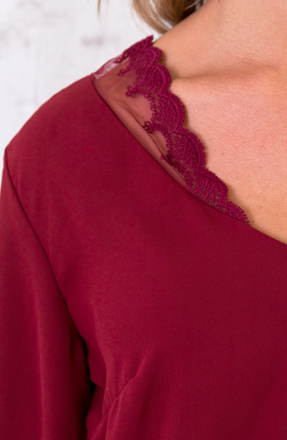Romance Lace Blouse Bordeaux – shoparchief, foto 5