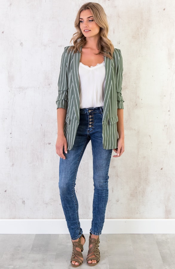 Gestreepte Blazer Groen – shoparchief, foto 6