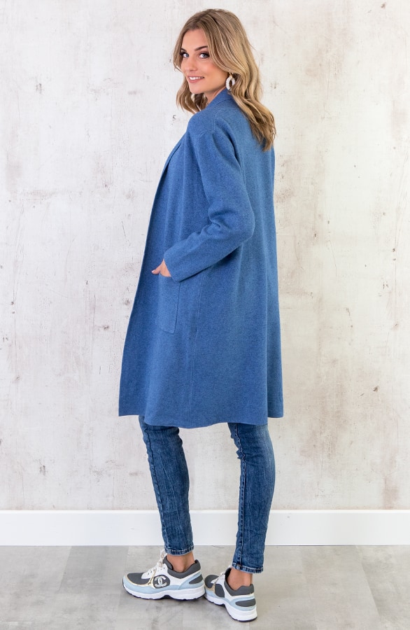 Maxi Vest Gebreid Jeansblauw – shoparchief, foto 3