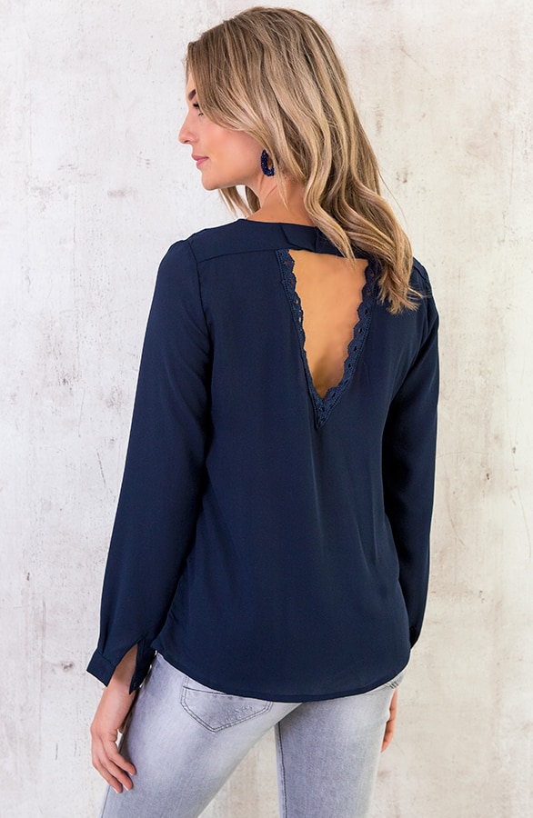 Kanten Blouse Marineblauw – shoparchief, foto 6
