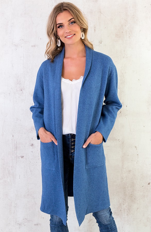 Maxi Vest Gebreid Jeansblauw – shoparchief, foto 4