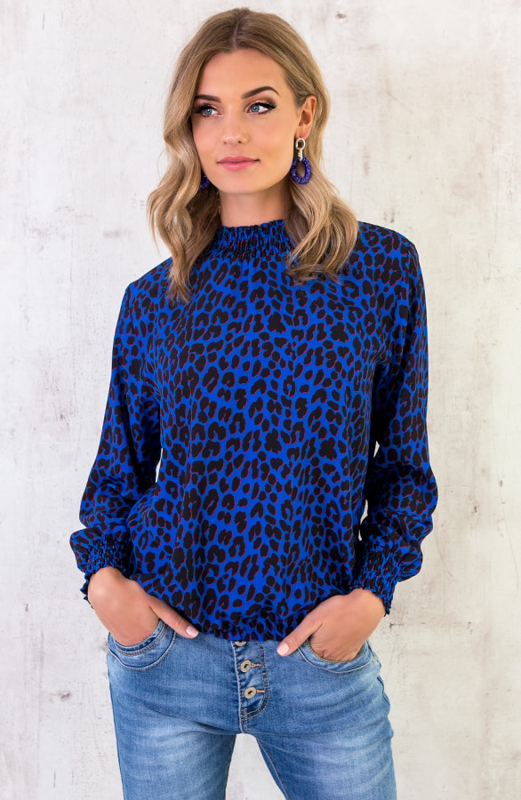 Panter Col Blouse Kobalt Zwart – shoparchief, foto 5