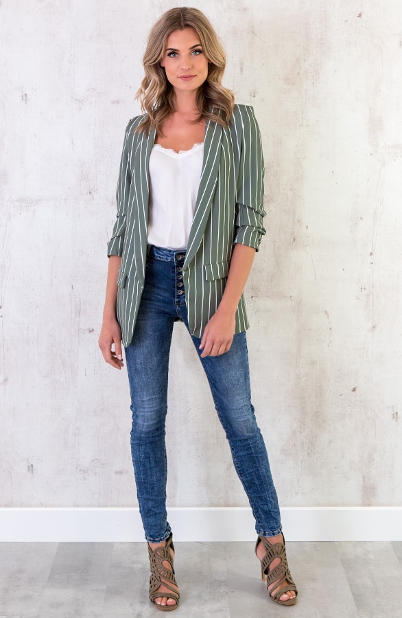 Gestreepte Blazer Groen – shoparchief, foto 4
