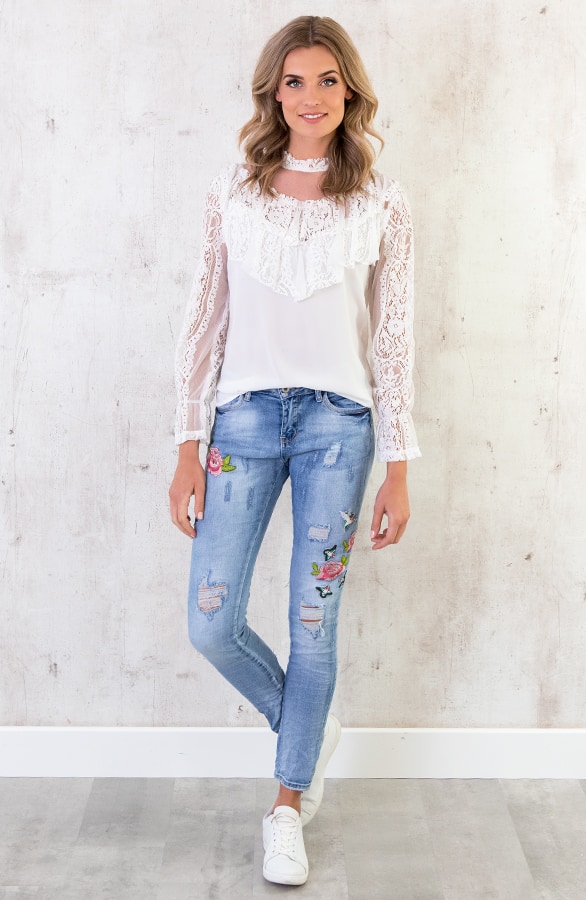 Roses Patches Denim Jeans – shoparchief, foto 4