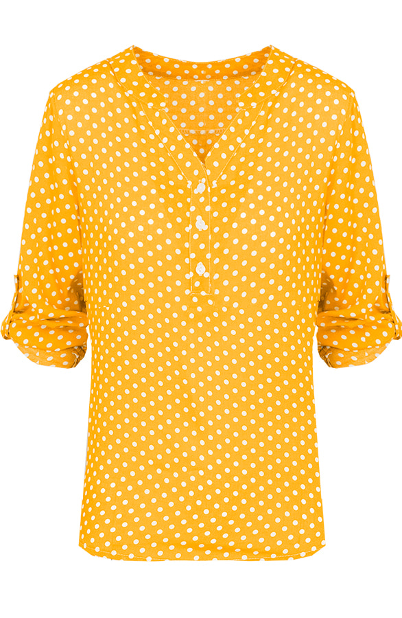 Blouse Met Stippen Okergeel – shoparchief