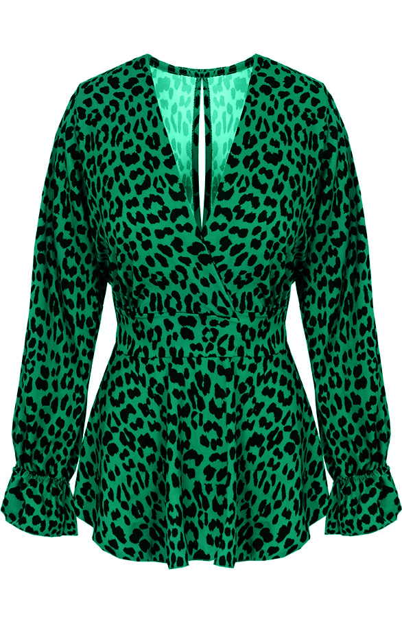 Leopard V Blouse Groen – shoparchief