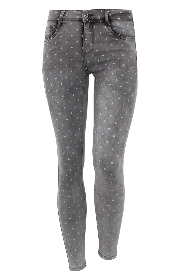 Punkte Skinny Jeans Grau, Shoparchiv