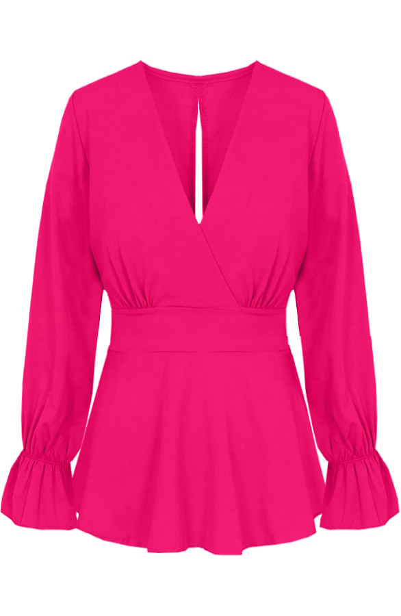 Strik V Blouse Fuchsia – shoparchief