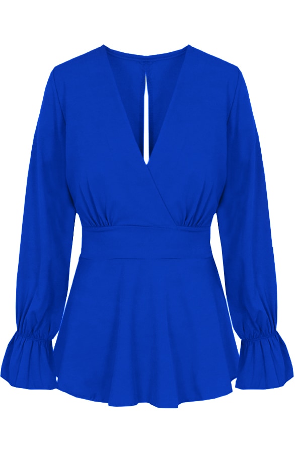 Strik V Blouse Kobalt – shoparchief