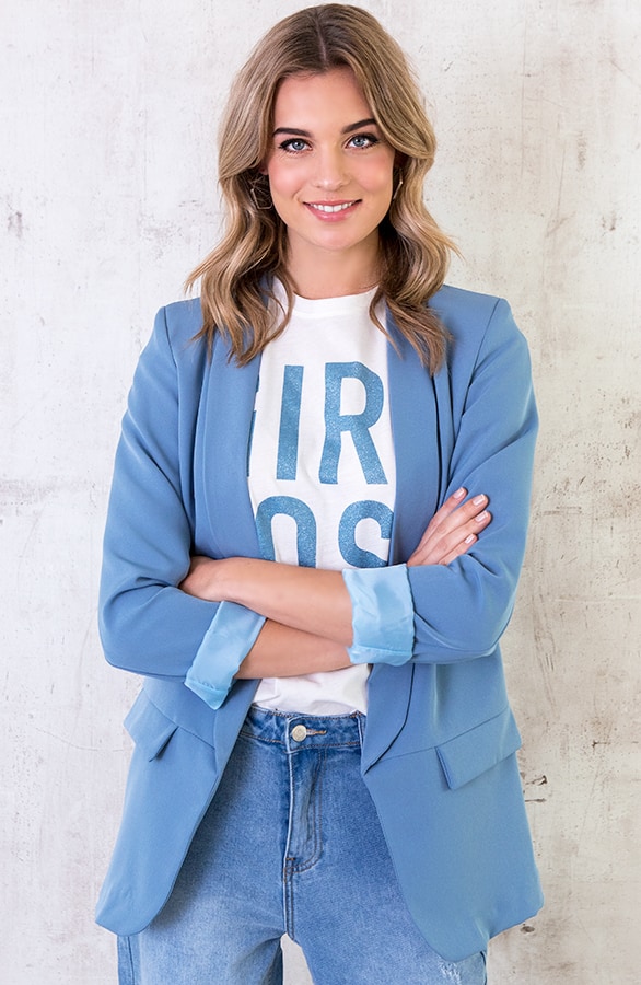 Boyfriend Blazer Jeansblauw – shoparchief, foto 4