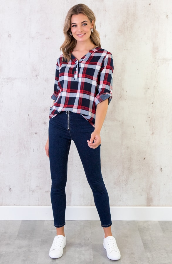 Geblokte Blouse Dames – shoparchief, foto 2