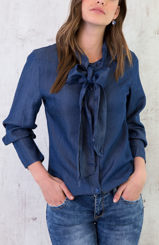Denim Strik Blouse Donker – shoparchief, foto 4