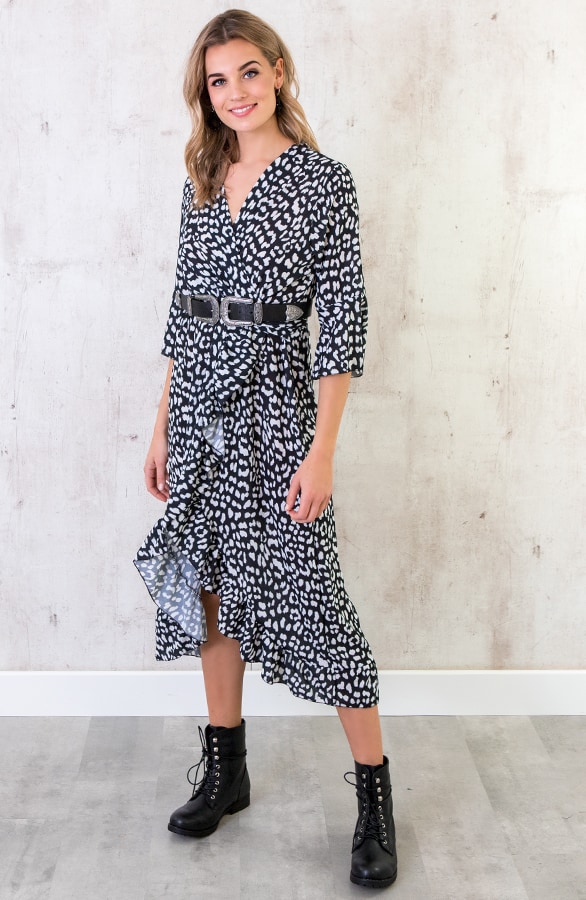 Midi Jurk Panter Zwart – shoparchief