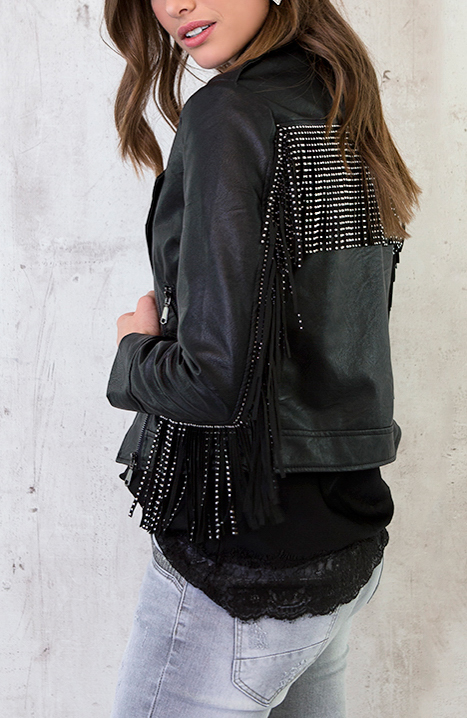 Biker Jacket Franjes Zwart – shoparchief, foto 2