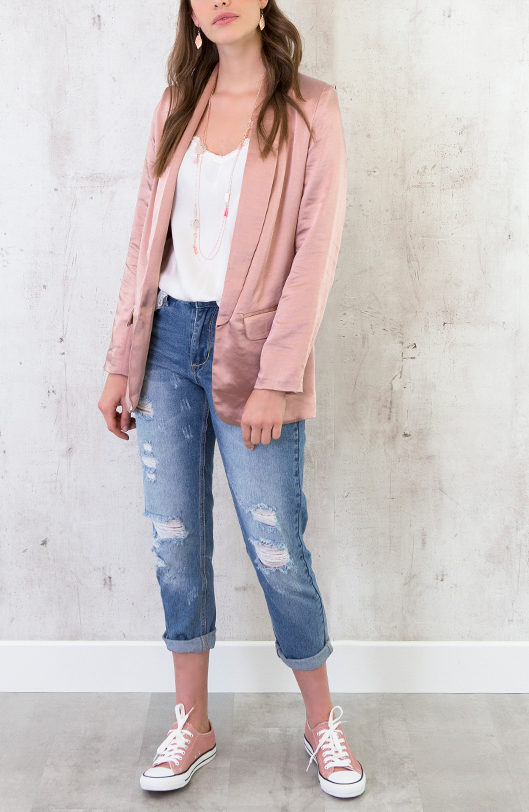 Boyfriend Blazer Zijde Oud Roze – shoparchief, foto 6