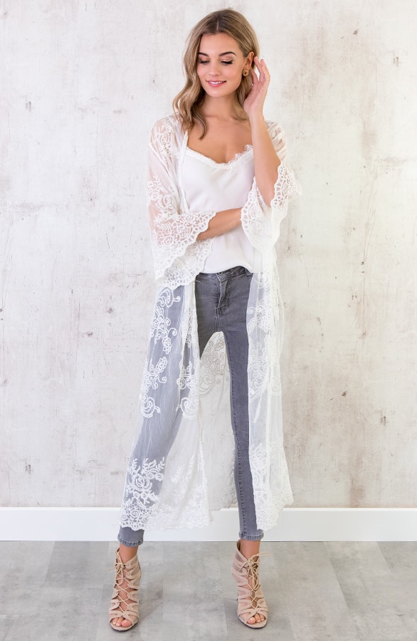 Kanten Vest Lang Wit – shoparchief, foto 2
