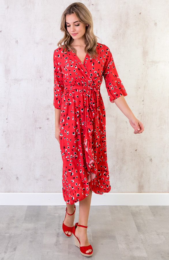 Midi Jurk Panter Rood – shoparchief, foto 5
