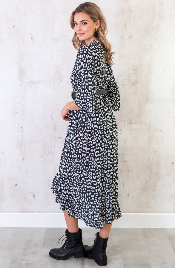 Midi Jurk Panter Zwart – shoparchief, foto 3