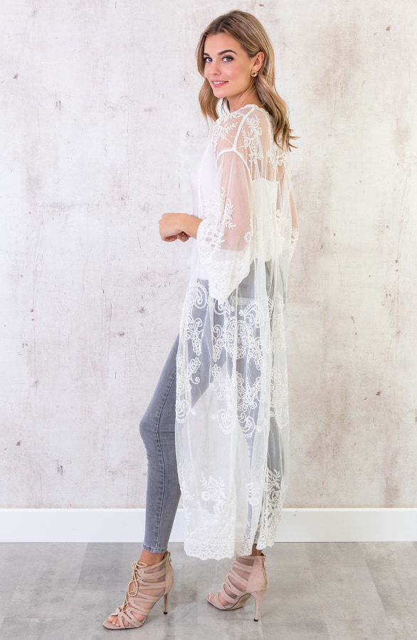 Kanten Vest Lang Wit – shoparchief, foto 3