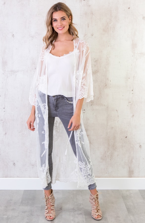 Kanten Vest Lang Wit – shoparchief