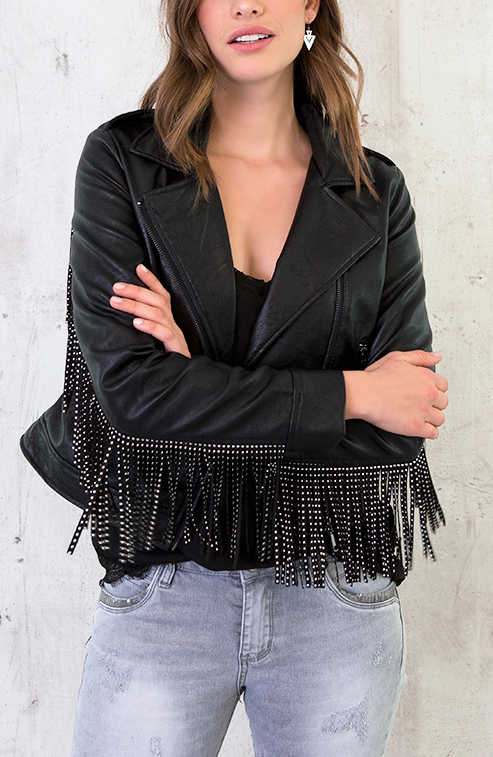 Biker Jacket Franjes Zwart – shoparchief, foto 4