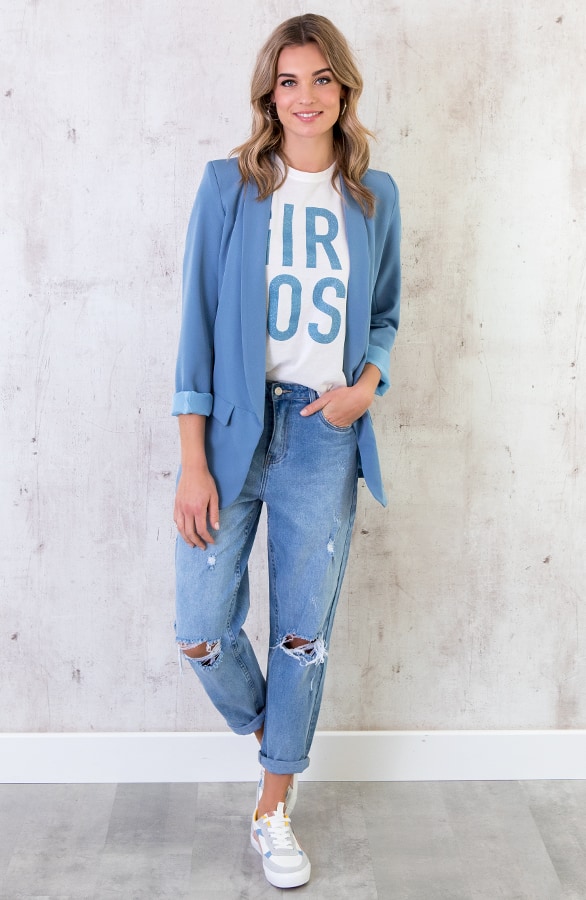 Boyfriend Blazer Jeansblauw – shoparchief, foto 3