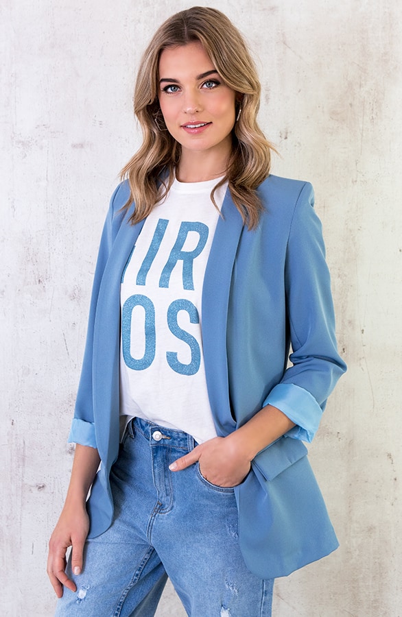 Boyfriend Blazer Jeansblauw – shoparchief, foto 2