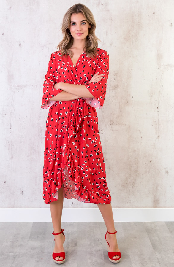 Midi Jurk Panter Rood – shoparchief, foto 3